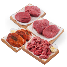 Malse runder- of kogelbiefstuk, biefstukpuntjes of rundersteaks